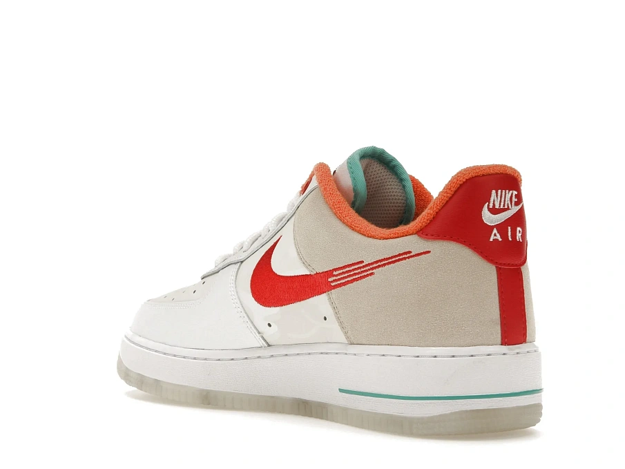 Фото № 6 с приближением к товару «‎Nike Air Force 1 Low 07 PRM Just Do It White Red Teal»