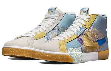 Nike SB Zoom Blazer Mid Premium "Paisley" Skate Shoes Light-Blue - 4
