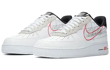 Nike Air Force 1 Low Script Swoosh Skate Shoes WhiteRed - 5