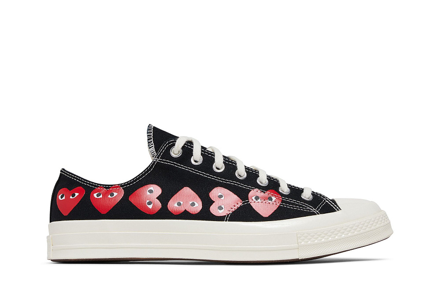 Фото № 2 с приближением к товару «‎Comme des Garçons PLAY x Converse Chuck 70 Low Multi Heart - Black»