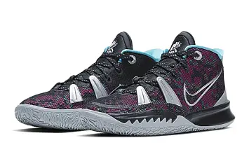 Nike Kyrie 7 GS 'Pixel Camo' BlackMetallic SilverLight Smoke GreyBlue Fury - 5