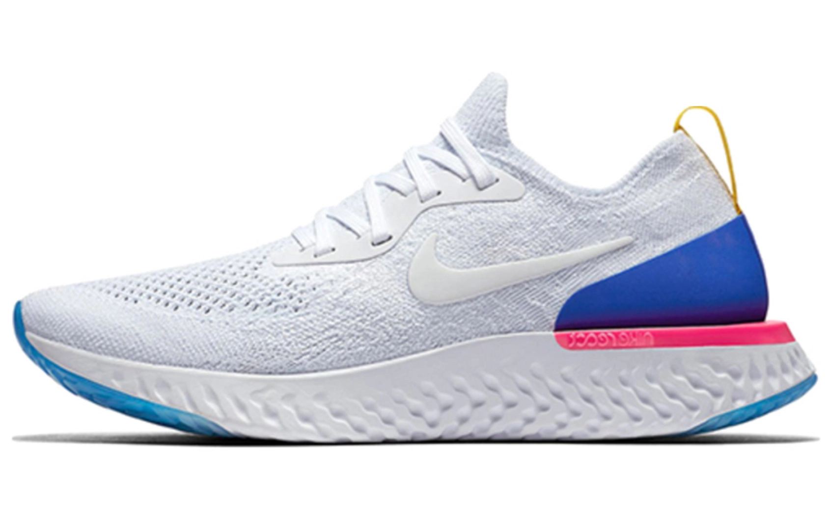 Nike epic react flyknit white 2025 racer blue pink blast (w)